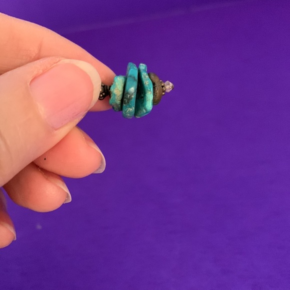 Artisan Stacked Raw Edges Turquoise Earrings - Picture 7 of 7